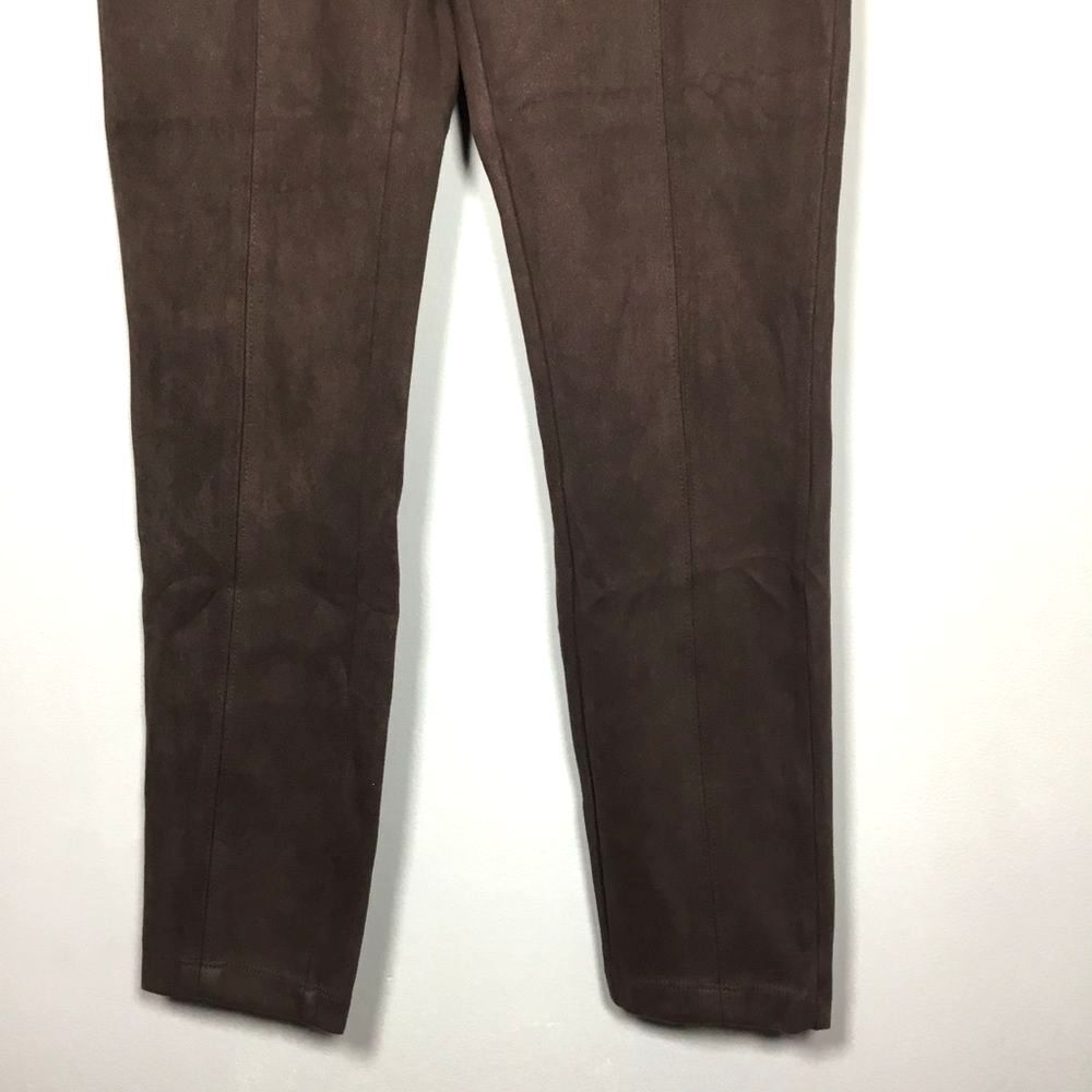 Brown faux suede stretchy pants gold tone buttons waist 28” western cowgirl S - Picture 4 of 7